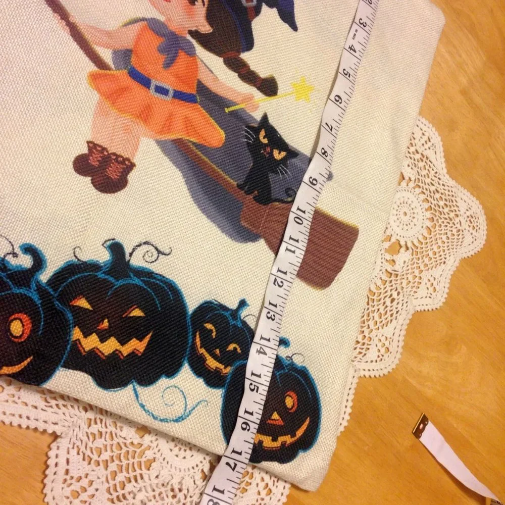 New Halloween Decorative Pillow Cover, cute witch on broom